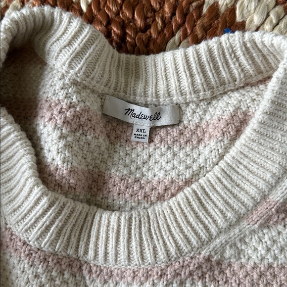 Madewell Striped Pink and Cream Women's Sweater - Picture 2 of 2